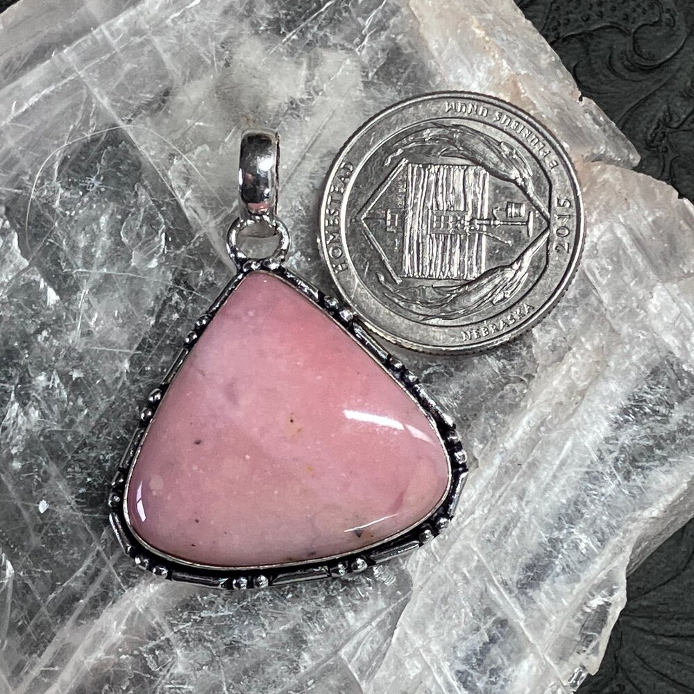 Triangular Pink Opal Pendant Crystal Stone Jewelry - image 6